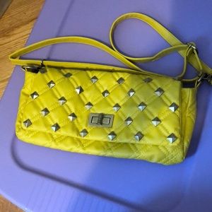 Yellow studded cross body purse
